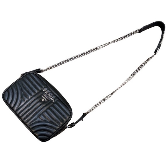 Prada Diagram Chain Leather Shoulder Bag Black - Picture 3 of 8
